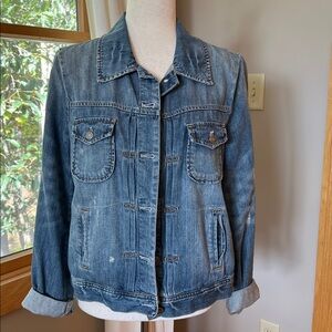 J.Crew Super Soft Classic Distressed Blue Denim Jacket